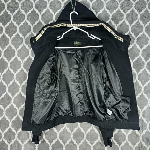 Club Exx LED Light Up Jacket Womens Small Black Hood Rave Bomber Festival Coat - Picture 9 of 14